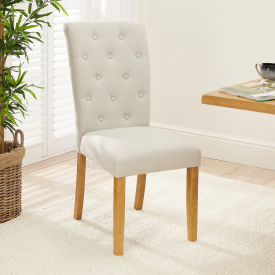 Bunbury Natural Linen Fabric Dining Chair with Oak Legs