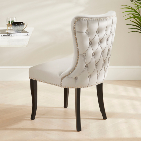 Boudoir Grey Velvet Dining Chair with Black Legs