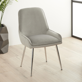 Savoy Grey Velvet Dining Chair with Chrome Legs