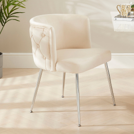 Bella Boutique Champagne Velvet Dining Chair with Brushed Steel Legs
