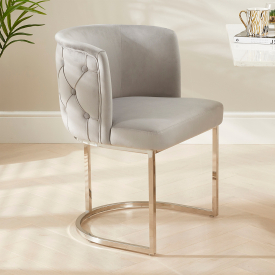 Bonita Boutique Grey Velvet Dining Chair with Chrome Base