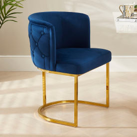 Bonita Boutique Blue Velvet Dining Chair with Gold Base