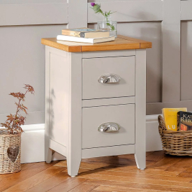 Downton Grey Painted Slim 2 Drawer Bedside Table