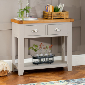 Downton Grey Painted 2 Drawer Hall Console Table
