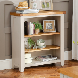Downton Grey Painted Low Bookcase with 2 Adjustable Shelves