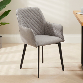 Duke Carver Dining Chair – Grey Fabric