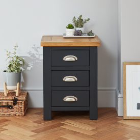 Cotswold Charcoal Grey Painted 3 Drawer Bedside Table
