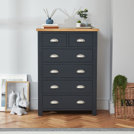 Cotswold Charcoal Grey Painted 2 over 4 Drawer Chest