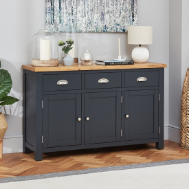 Cotswold Charcoal Grey Painted Large 3 Door Sideboard