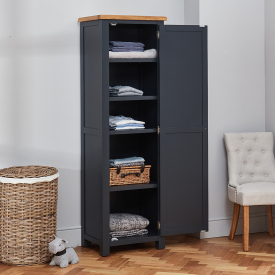 Cotswold Charcoal Grey Painted Single Linen Storage Shaker Cupboard