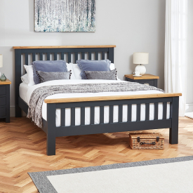 Cotswold Charcoal Grey Painted 5ft King Size Slatted Bed