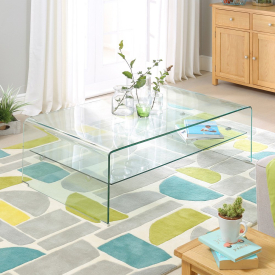 Geo-Glass Rectangular Coffee Table with Shelf