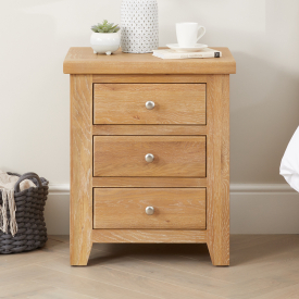 Cheshire Weathered Limed Oak 3 Drawer Bedside Table