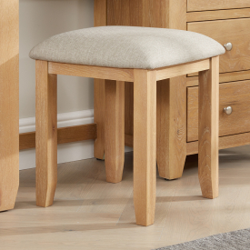 Cheshire Weathered Limed Oak Stool with Natural Fabric Seat Pad
