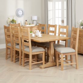 Cheshire Weathered Limed Oak 2m Refectory Dining Table + 8 Ladder Back Chair Set