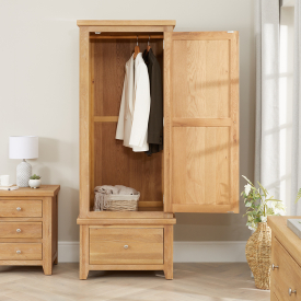 Cheshire Weathered Limed Oak Single 1 Door Wardrobe with Drawer