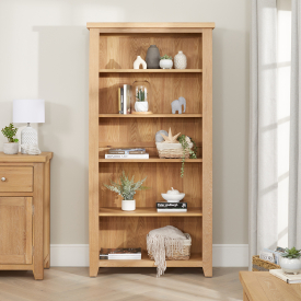 Cheshire Weathered Limed Oak Large Tall Bookcase with 4 Adjustable Shelves