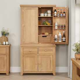 Cheshire Weathered Limed Oak Double Kitchen Larder Pantry Cupboard