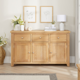 Cheshire Weathered Limed Oak Large 3 Drawer 3 Door Sideboard