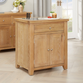 Cheshire Weathered Limed Oak Small Kitchen Island with Granite Top