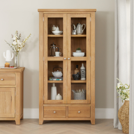 Cheshire Weathered Limed Oak Glazed Display Cabinet