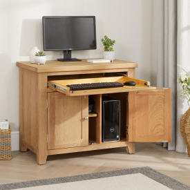 Cheshire Weathered Limed Oak Hideaway Home Office Computer Desk