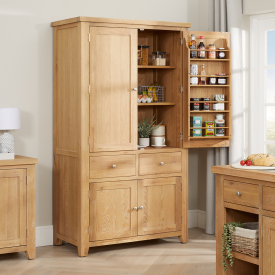 Cheshire Weathered Limed Oak Large Kitchen Larder Pantry Cupboard