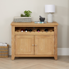 Cheshire Weathered Limed Oak Medium Sideboard with Wine Rack