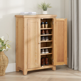 Cheshire Weathered Limed Oak Large Shoe Cupboard