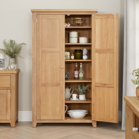 Cheshire Weathered Limed Oak Double Shaker Kitchen Pantry Cupboard