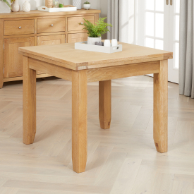 Cheshire Weathered Limed Oak Square Flip Top Dining Table – Extending 90 to 180cm