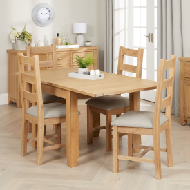 Cheshire Weathered Limed Oak Flip Top Dining Table + 4 Ladder Back Chair Set