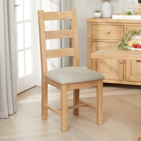 Cheshire Weathered Limed Oak Natural Fabric Upholstered Dining Chair