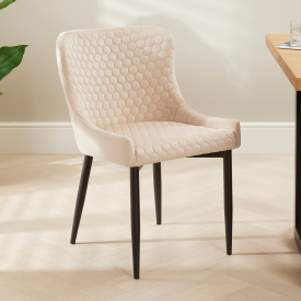 Paloma Honeycomb Dining Chair – Champagne Velvet