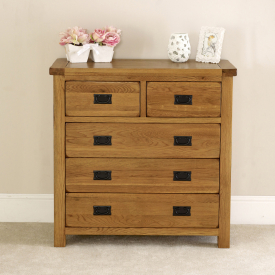 Rustic Oak 2 over 3 Drawer Chest of Drawers