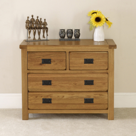 Rustic Oak 2 over 2 Drawer Chest of Drawers