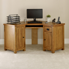 Rustic Oak Corner Desk