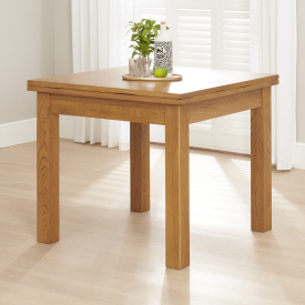 Rustic Oak Square Flip Top Dining Table – Extending 90 to 180cm