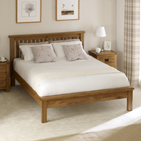 Rustic Solid Oak 5ft King Size Low Footboard Bed