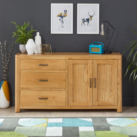 Soho Oak Large Sideboard with 3 Drawers and 2 Doors