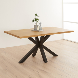 Industrial Natural Oak 160cm Dining Table with Black Starburst Legs – 4 to 6 Seater