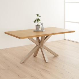Industrial Natural Oak 160cm Dining Table with Grey Starburst Legs – 4 to 6 Seater