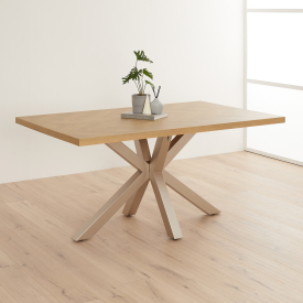 Industrial Herringbone Limed Oak 160cm Dining Table with Grey Starburst Legs – 4 to 6 Seater