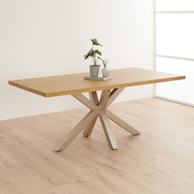 Industrial Natural Oak 180cm Dining Table with Grey Starburst Legs – 6 to 8 Seater