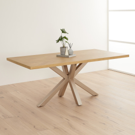Industrial Herringbone Limed Oak 180cm Dining Table with Grey Starburst Legs – 6 to 8 Seater