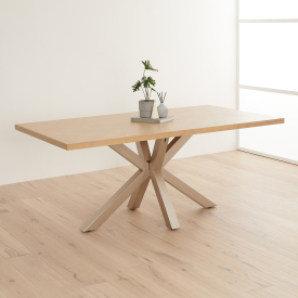 Industrial Herringbone White Oak 180cm Dining Table with Grey Starburst Legs – 6 to 8 Seater
