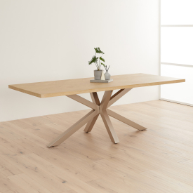Industrial Herringbone Limed Oak 220cm Dining Table with Grey Starburst Legs – 8 to 10 Seater