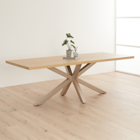 Industrial Herringbone White Oak 220cm Dining Table with Grey Starburst Legs – 8 to 10 Seater