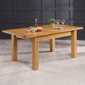 Solid Oak Medium Extension Dining Table Seats 6 to 8