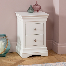 Wilmslow White Painted 2 Drawer Slim Bedside Table